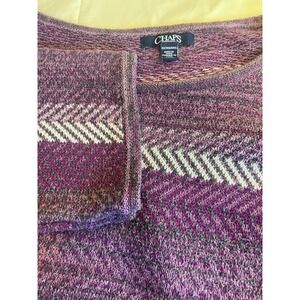 Women's Chaps Purple 3/4‎ Sleeve Knit- Multi-Design Sweater- Size 3XL